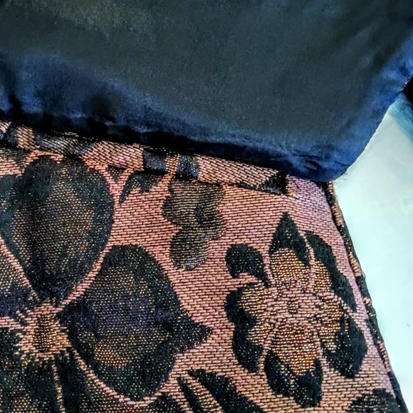 Gorgeous Cache Bronze Black Metallic Floral Brocade Blazer Removable Fur Collar - Picture 5 of 10